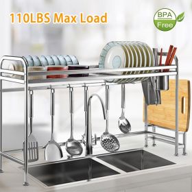 Over Sink Dish Drying Rack Shelf Stainless Steel Kitchen Countertop Bowl Dish Chopping Board Organizer Rack