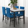 5-piece dining table set 5-piece set with faux marble tabletop and 4 durable blue velvet chairs, perfect for kitchen, breakfast area, living room.