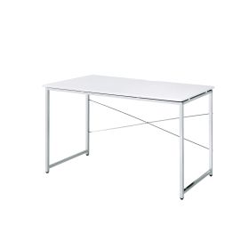 Tennos Writing Desk; White &amp; Chrome Finish 93190