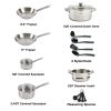 Cook & Strain Stainless Steel Cookware Set, 14 Piece Set, Dishwasher Safe