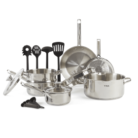 Cook & Strain Stainless Steel Cookware Set, 14 Piece Set, Dishwasher Safe