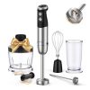 KOIOS Immersion Blender Handheld 1000W , Multipurpose 5-in-1 Hand Blender, Full Copper Motor, 12-Speeds, Stainless Steel blender shaft, includes 600ml