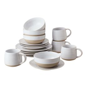 Abott White Round Stoneware 16-Piece Dinnerware Set