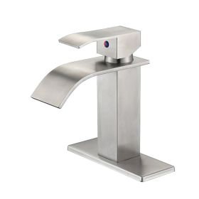 Single lever waterfall bathroom sink faucet