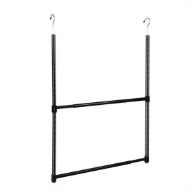 Oceanstar 2-Tier Portable Adjustable Closet Hanger Rod, Black