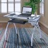 Techni Mobili Contempo Clear Glass Top Computer Desk with Pull Out Keyboard Panel; Clear