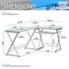 Techni Mobili L-Shaped Tempered Glass Top Computer Desk with Pull Out Keyboard Panel; Clear