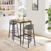 Bar stool Set of 2, 29.3 Inches Barstools with Back and Footrest, for Dining Room Kitchen Counter Bar, Grey and Black, 15'' W x 15'' D x 29.3'' H