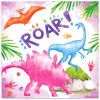 Pink Dinosaur Girl Paper Plates Party Supplie Plates and Napkins Birthday Disposable Tableware Set Party Dinnerware Serves 8 Guests for Plates, Napkin