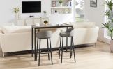 Bar stool Set of 2, 29.3 Inches Barstools with Back and Footrest, for Dining Room Kitchen Counter Bar, Grey and Black, 15'' W x 15'' D x 29.3'' H