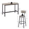 Bar Table Set with 4 Bar stools PU Soft seat with backrest, Grey, 47.24'' L x 23.62'' W x 35.43'' H