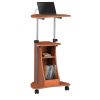 Techni Mobili Sit-to-Stand Rolling Adjustable Height Laptop Cart With Storage; Woodgrain