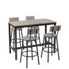 Bar Table Set with 4 Bar stools PU Soft seat with backrest, Grey, 47.24'' L x 23.62'' W x 35.43'' H