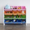 Kids Wood Toy Storage Organizer with Chalkboard and 16 Multi Color Bins