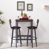 Bar Table Set with 2 Bar stools PU Soft seat with backrest, Rustic Brown, 23.62'' W x 23.62'' D x 35.43'' H