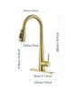 Gold Kitchen Faucets with Pull Down Sprayer; Kitchen Sink Faucet with Pull Out Sprayer; Fingerprint Resistant; Single Hole Deck Mount; Single Handle C