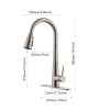 Kitchen Faucet with Pull Down Sprayer Brushed Nickel; High Arc Single Handle Kitchen Sink Faucet with Deck Plate; Commercial Modern Stainless Steel Ki