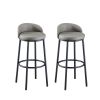 Bar stool Set of 2, 29.3 Inches Barstools with Back and Footrest, for Dining Room Kitchen Counter Bar, Grey and Black, 15'' W x 15'' D x 29.3'' H