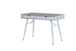 30 H x 22 W x 45 D Grey Home Desk with Two White Storage Drawers