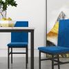 5-piece dining table set 5-piece set with faux marble tabletop and 4 durable blue velvet chairs, perfect for kitchen, breakfast area, living room.