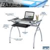 Techni Mobili Contempo Clear Glass Top Computer Desk with Pull Out Keyboard Panel; Clear