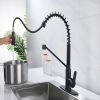 Matte Black Kitchen Faucet with Soap Dispenser Single Handle Kitchen Sink Faucet with Pull Down Sprayer Utility Sink Faucet Single Hole for Laundry Si