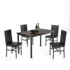 5 Pieces Dining Set 5-Piece Kitchen Table Set with Marble Top, 4 Durable dark brown faux leather upholstery Chairs Perfect for Kitchen, Breakfast Nook