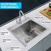 Simple Deluxe 15-Inch Top-Mount Workstation Kitchen Sink; 16 Gauge Single Bowl Stainless Steel with Accessories (Pack of 3 Built-in Components); 15 In