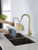 Gold Kitchen Faucets with Pull Down Sprayer; Kitchen Sink Faucet with Pull Out Sprayer; Fingerprint Resistant; Single Hole Deck Mount; Single Handle C