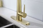 Gold Kitchen Faucets with Pull Down Sprayer; Kitchen Sink Faucet with Pull Out Sprayer; Fingerprint Resistant; Single Hole Deck Mount; Single Handle C