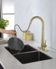 Gold Kitchen Faucets with Pull Down Sprayer; Kitchen Sink Faucet with Pull Out Sprayer; Fingerprint Resistant; Single Hole Deck Mount; Single Handle C