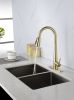 Gold Kitchen Faucets with Pull Down Sprayer; Kitchen Sink Faucet with Pull Out Sprayer; Fingerprint Resistant; Single Hole Deck Mount; Single Handle C