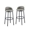 Bar stool Set of 2, 29.3 Inches Barstools with Back and Footrest, for Dining Room Kitchen Counter Bar, Grey and Black, 15'' W x 15'' D x 29.3'' H