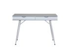 30 H x 22 W x 45 D Grey Home Desk with Two White Storage Drawers