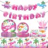 Pink Dinosaur Girl Paper Plates Party Supplie Plates and Napkins Birthday Disposable Tableware Set Party Dinnerware Serves 8 Guests for Plates, Napkin