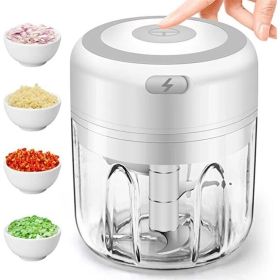 250ML Electric Garlic Food Chopper Vegetable Chopper Grinder Blender Crusher (Color: White)