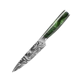 Laser Grain Stainless Steel 5CR15 Green (Option: 5inch universal knife)