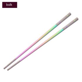 304 Stainless Steel Chopsticks Household Alloy Restaurant Color Laser Square-headed (Option: Long Fantasy Size 0)