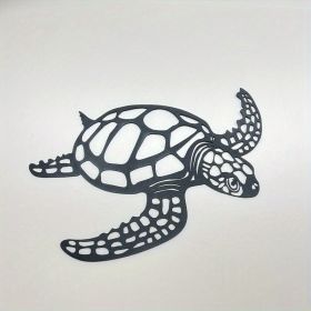 1pc, Metal Sea Turtle Ornament Beach Theme Decor Wall Art Decorations Wall Hanging For Indoor Living Room Decor (Color: Black, size: 15.75inchâˆšÃ³14.57inch)