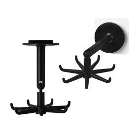 Adhesive Hooks Wall Hangers 360Â¬âˆž Rotating Hooks for Kitchen Utensil Towel Robe Holder (Color: Black)