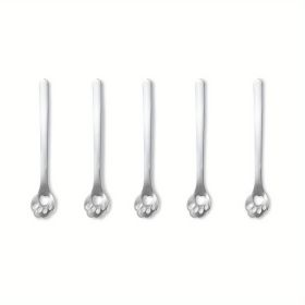 1/5pcs, Stainless Steel Hollow Out Kawaii Cat Claw Spoon, Mixing Spoon, Cake Dessert Spoon, Cookie Mold (Items: Hollow Cat Claw Spoon, Quantity: 5pcs)