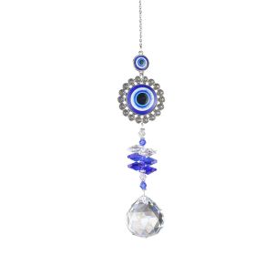 1pc Blue Butterfly Evil Eye Crystal Sun Catcher - Indoor Window Suncatcher with Prism Ball - Rainbow Maker for Good Luck and Hanging Ornament for Home (Style: Round)