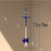 1pc Blue Butterfly Evil Eye Crystal Sun Catcher - Indoor Window Suncatcher with Prism Ball - Rainbow Maker for Good Luck and Hanging Ornament for Home