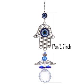 1pc Blue Butterfly Evil Eye Crystal Sun Catcher - Indoor Window Suncatcher with Prism Ball - Rainbow Maker for Good Luck and Hanging Ornament for Home (Style: Palm)