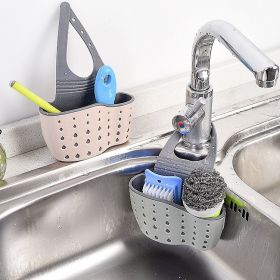 Adjustable Sink Drainer Kitchen Storage Rack Faucet Sponge Double Drainer Hanging Basket (select: Drainage Bag-beige color)