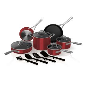 Foodiâ€šÃ‘Â¢ NeverStickâ€šÃ‘Â¢ Essential 14-Piece Cookware Set, guaranteed to never stick (Color: Red)