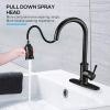 Kitchen Faucet- 3 Modes Pull Down Sprayer Kitchen Tap Faucet Head; Single Handle&Deck Plate for 1or3 Holes; 360Â¬âˆž Rotation; Stainless Steel No Lead fo