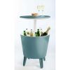 Modern cool bar and side tables, outdoor patio furniture with 7.5 gallon beer and wine cooler,